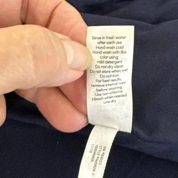 Athleta 32 B/C Tankini Swim Top Blue High Neck Modest Underwire EUC - Picture 9 of 11